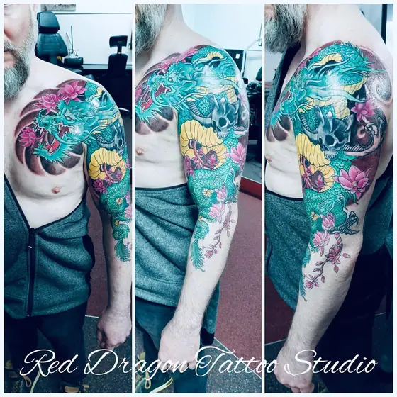 Farbe Tattoo aus dem Red Dragon Tattoo Studio Kleve